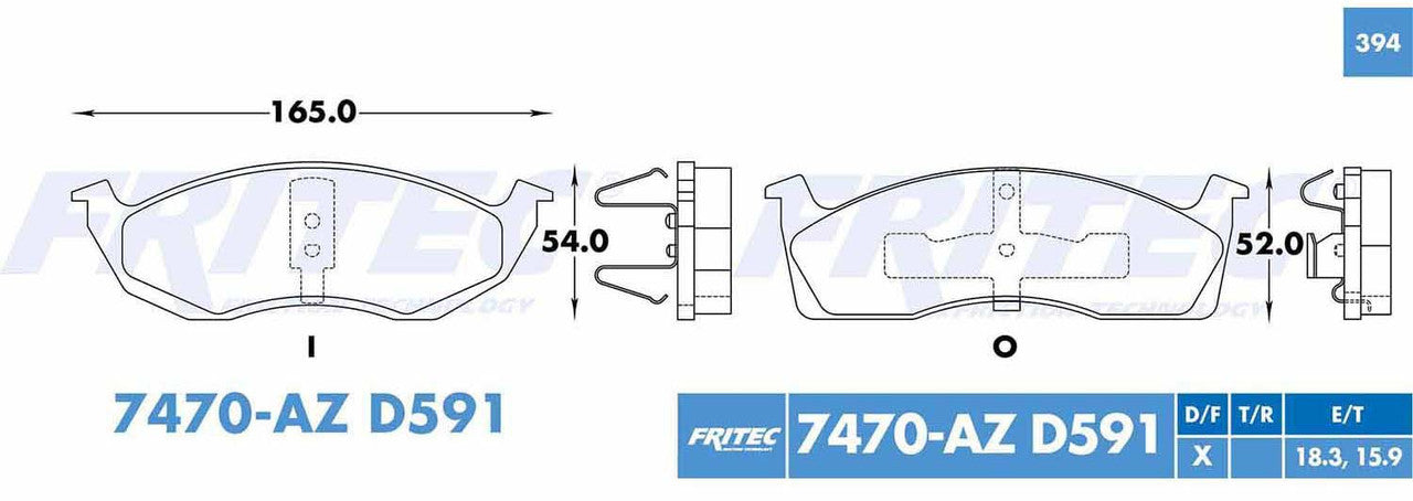 SPC-7470-AZ BALATAS (7470A-D591) R.D. CONCORDE 1992-1997 CHRYSLER INTREPID 1993-1997 CHRYSLER LHS 1994-1997 CHRYSLER NEW CHRYSLER