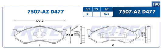 SPC-7507-AZ BALATAS 7507A-D477 (D)CHEROKEE 94/01 GRAND CHEROKEE 92/98 JEEP TJ 00/06 WRANGLER 94/97 JEEP