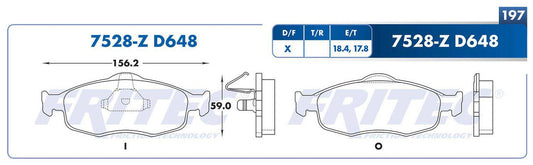 SPC-7528-Z BALATAS (7528-D648) R.D. CONTOUR 1995-2000 FORD COUGAR 1999-2002 FORD MYSTIQUE 1994-2000 FORD