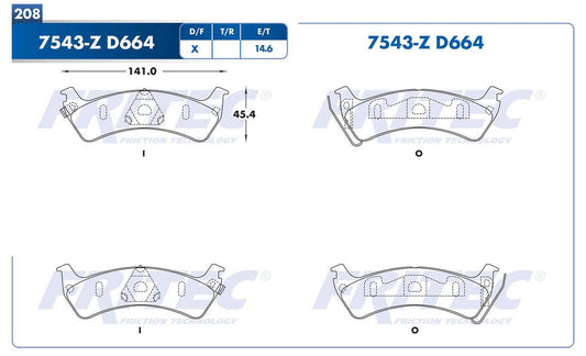 SPC-7543-Z BALATAS (7543-D664) R.T. TRUCK WINDSTAR 1994-2003 FORD