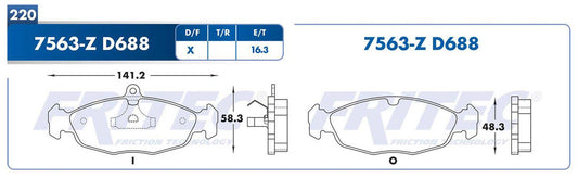 SPC-7563-Z BALATAS 7563-D688 (FDB-732E)(D)CHEVY 96/10 CHEVY C2 04/08 MONZA 97/11 TIGRA 99 TRUCK VAGONETA 00/02 GENERAL MOTORS