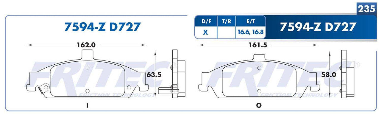 SPC-7594-Z PADS (7594-D727) RD CUTLASS 1997-1997 CHEVROLET MALIBU 2000-2003 GENERAL MOTORS