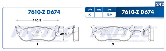 SPC-7610-Z PADS (7610-D674) RT CROWN VICTORIA 1997-2002 FORD GRAND MARQUIS 1998-2002 LINCOLN TOWN CAR 1996-2002 FORD