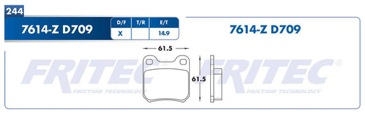 SPC-7614-Z PADS (7614-D709) RT 900 1997-1998 SAAB 9000 1997-1998 SAAB 9-3 1999-2003 SAAB 9-5 1999-1999 SAAB