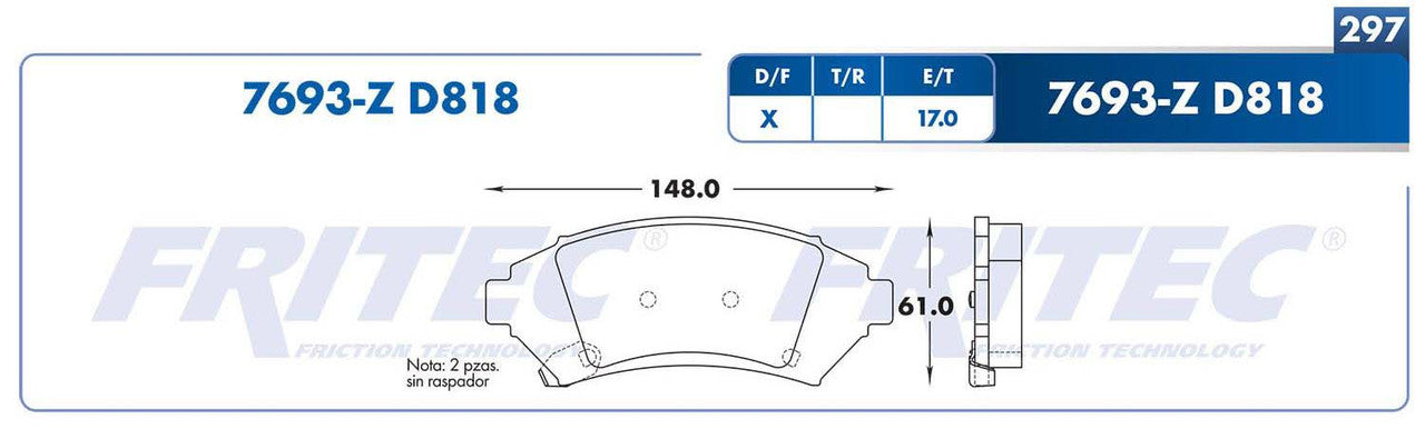 SPC-7693-Z PADS (7693-D699A )( 7693-D818) RD CENTURY 1997-2001 BUICK PARK AVENUE 1997-2004 BUICK REGAL 1997-2004 B BUICK