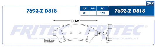 SPC-7693-Z BALATAS (7693-D699A )( 7693-D818) R.D. CENTURY 1997-2001 BUICK PARK AVENUE 1997-2004 BUICK REGAL 1997-2004 B BUICK