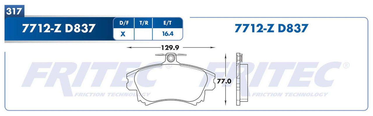 SPC-7712-Z PADS 7712-D837 (D)VOLVO S40 99/04 V40 99/04 VOLVO