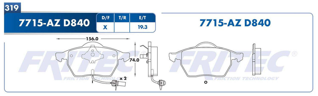 SPC-7715-AZ BALATAS 7715A-D840 (FDB-1717)(D)AUDI A4 99/06 A6 98/04 A8 QUATTRO 2000 RS6 03/04 S6 02/03 PASSAT 98/05 AUDI