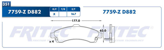 SPC-7759-Z BALATAS 7759-D882 (D)RAINIER 04/05 SILVERADO SSR 03/05 TRAILBLAZER 02/05 ENVOY 02/05 ASCENDER 03/05 BRAVADA GENERAL MOTORS