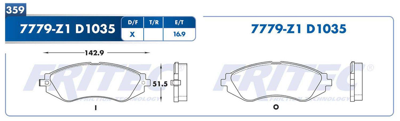 SPC-7779-Z1 BALATAS 7779-D1035 (FDB-1116)(D)AVEO 04/14 OPTRA 04/10 SPARK 13/14 G3 09/10 RENO 05/08 FORENZA 04/08 GENERAL MOTORS