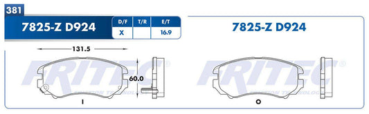 SPC-7825-Z BALATAS (7825-D924) R.D. SONATA 2004-2010 HYUNDAI TIBURON 2003-2008 KIA MAGENTIS 2001-2010 KIA OPTIMA 2003-2 HYUNDAI