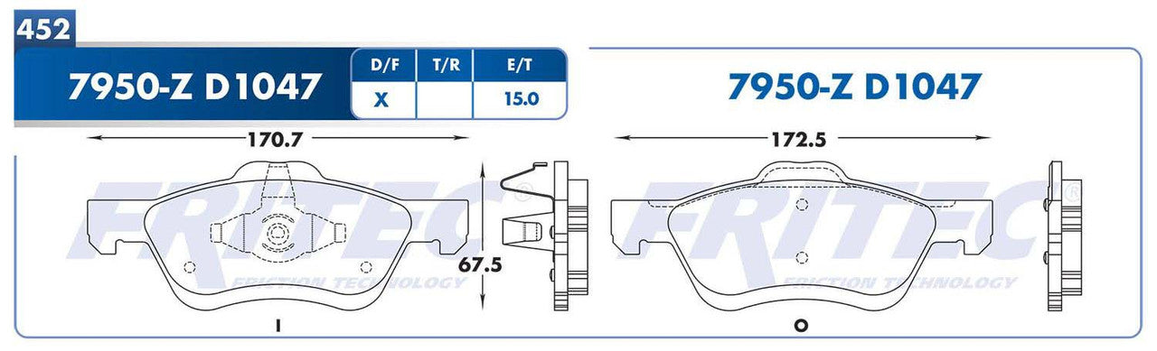 SPC-7950-Z PADS 7950-D1047 (FDB-1047TC)(D)EXCAPE 05/12 HYBRID 08/12 TRIBUTE 05/11 MERCURY MARINER 05/11 FORD