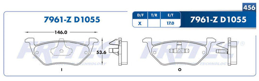 SPC-7961-Z BALATAS 7961-D1055 (FDB-1055TC)(T)ESCAPE 01/09 ESCAPE HYBRID 08/12 TRIBUTE 05/06 MARINER 05/09 FORD