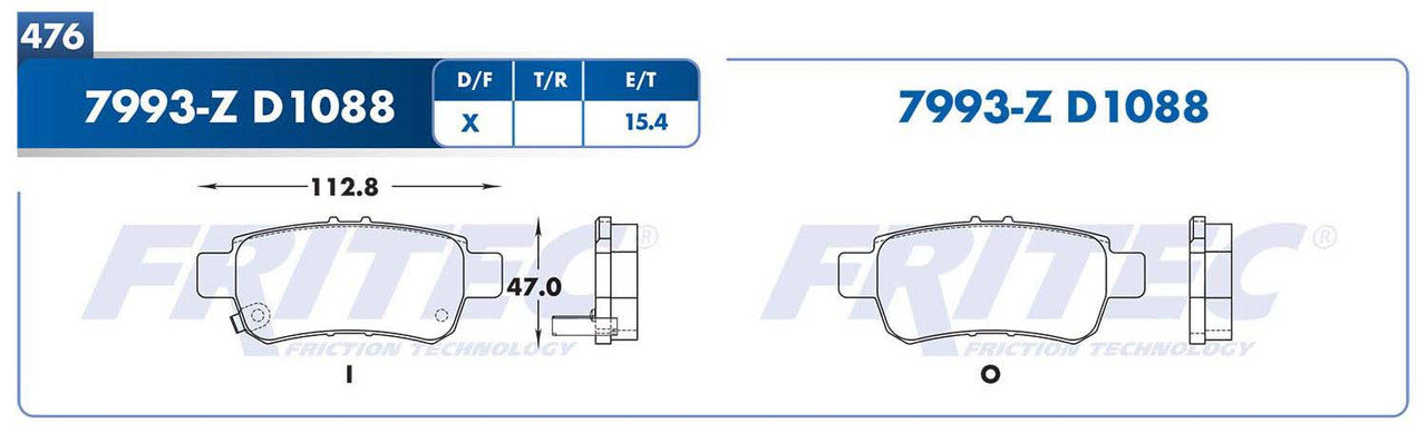 SPC-7993-Z PADS 7993-D1088 (FDB-1088TC)(T)ODYSSEY 05/10 HONDA