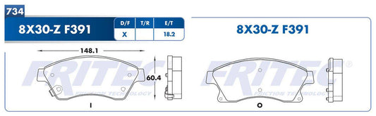 SPC-8X30-Z BALATAS (8X30-F391 )( 8730-D1522) (D)SONIC 12/13 GENERAL MOTORS