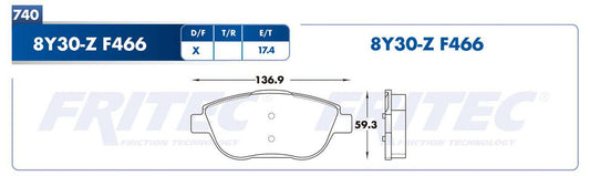 SPC-8Y30-Z BALATAS (8Y30-F466 )( 9156-D1933) (D)PEUGEOT 2008 14/15 PEUGEOT