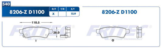 SPC-8206-Z BALATAS 8206-D1100 (FDB-1100TC)(T)FRONTIER 05/13 XTERRA 08/13 EQUATOR 09/12 NISSAN