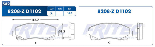 SPC-8208-Z BALATAS 8208-D1102 (FDB-1102TC)(D)ACURA TL 09/14 RIDGELINE 06/13 HONDA