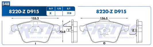 SPC-8220-Z BALATAS 8220-D915 (D)MAZDA 3 07/13 MAZDA 3 SPORT 2012 VOLVO S40 04/12 VOLVO V50 05/11 C70 06/13 MAZDA