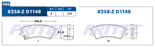 SPC-8258-Z BALATAS (8258-D1148) R.D. ATOS 2001-2001 DODGE ATOS 2007-2007 DODGE