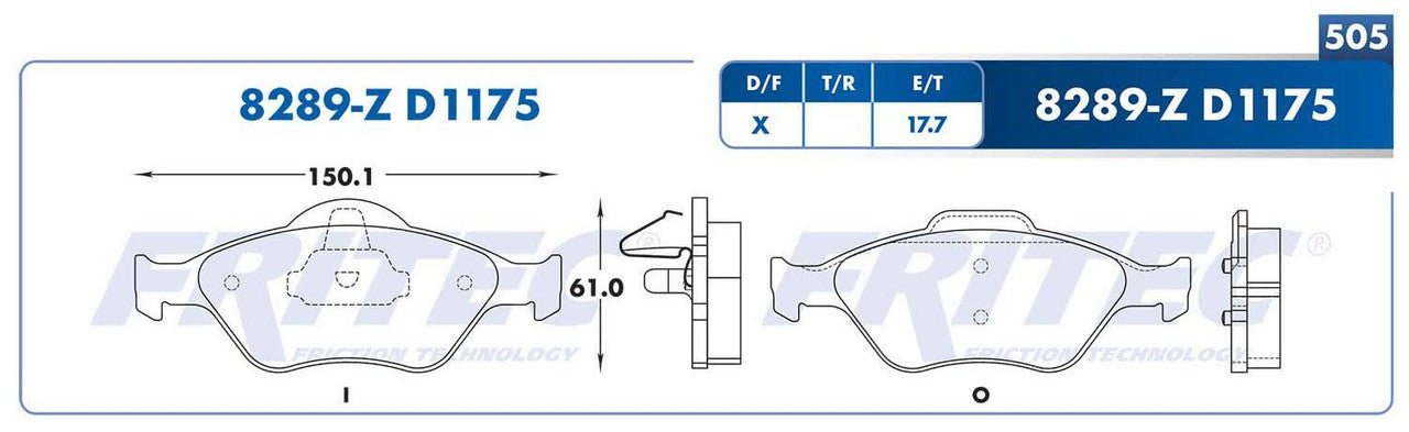 SPC-8289-Z BALATAS (8289-D1175) R.D. FIESTA IKON 2013-2014 FORD TRUCK ECOSPORT 2004-2010 FORD