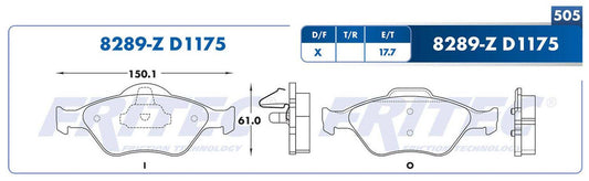 SPC-8289-Z BALATAS (8289-D1175) R.D. FIESTA IKON 2013-2014 FORD TRUCK ECOSPORT 2004-2010 FORD