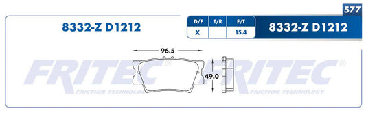 SPC-8332-Z BALATAS 8332-D1212 (FDB-1892)(T)AVALON 08/13 CAMRY 07/14 MATRIX 09/13 HILUX 09/12 RAV4 06/13 TOYOTA