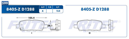 SPC-8405-Z BALATAS 8405-D1288 (FDB-1288TC)(T)ALIMA 07/11 SENTRA 02/13 PATHFINDER 13/15 INFINITI G35 G37 M35 M45 06/13 NISSAN