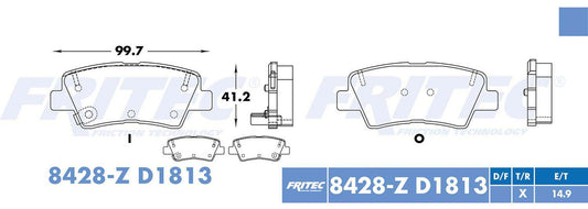 SPC-8428-Z5 BALATAS (8428-D1812) R.T. SPORTAGE 2016-2020 KIA RIO 2016-2017 HYUNDAI ELANTRA 1.8LTS 2015-2016 HYUNDAI ELAN KIA