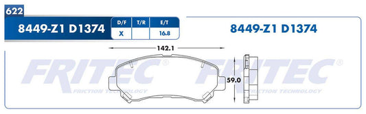 SPC-8449-Z1 BALATAS 8449-D1374 (FDB-1374TC)(D)MAXIMA 09/14 ROGUE 08/13 XTRAIL 08/14 SUZUKI KIZASHI 10/13 SUZUKI