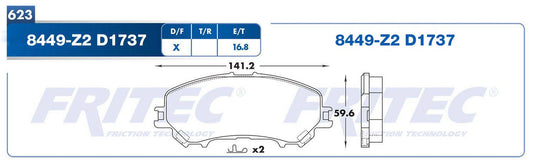 SPC-8449-Z2 BALATAS 8449-D1737 (D)XTRAIL 2FILAS 14/16 NISSAN