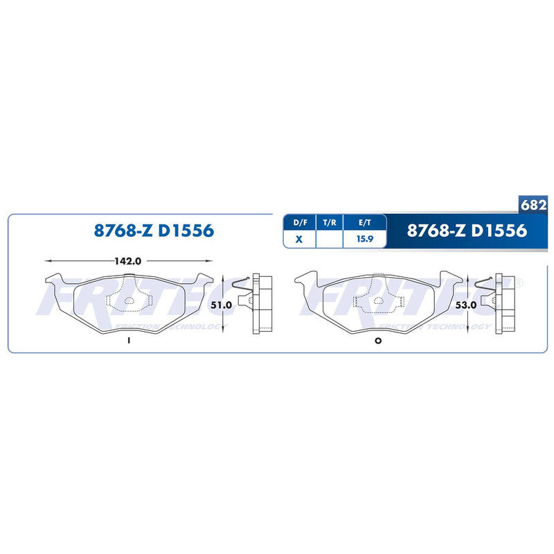 SPC-8768-Z BALATAS 8768-D1556 (D)DERBY 94/99 GOL 10/11 JETTA A2 89/92 VOLKSWAGEN