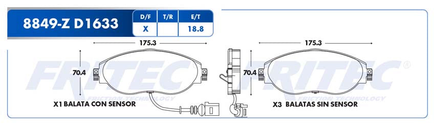 SPC-8849-Z BALATAS (8849-D1633) R.D. TIGUAN 2018-2021 AUDI S3 2015-2018 LEÓN CUPRA 2015-2020 SEAT TARRACO 2019-2020 GOL VOLKSWAGEN