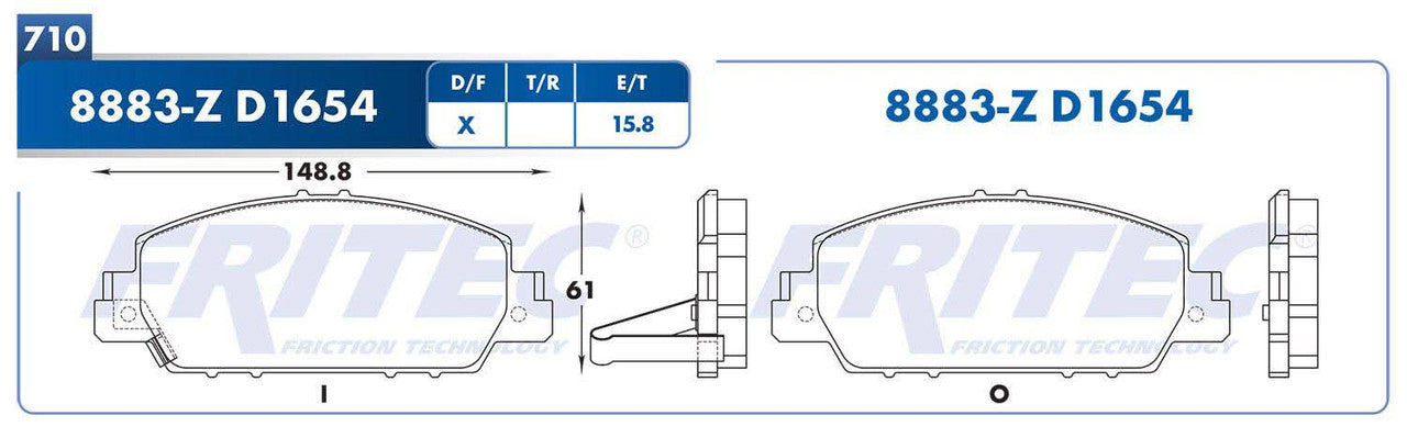 SPC-8883-Z BALATAS (8883-D1654) R.D. HR-V 2016-2021 HONDA ACCORD 13-15 HONDA ACCORD EX 2016 HONDA