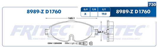 SPC-8989-Z PADS (8989-D1760) RD JETTA 2019-2020 TIGUAN 2018-2019 GOLF 2013-2019 AUDI A3 2015-2019 AUDI TT 2014-201 VOLKSWAGEN