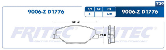 SPC-9006-Z PADS (9006-D1776) A3 15/16 A3 QUATTRO 15/ S3 16 GOLF 15/16 CROSSFOX GOLF 15/16 GTI 15/16 PASSAT 15/16 VOLKSWAGEN