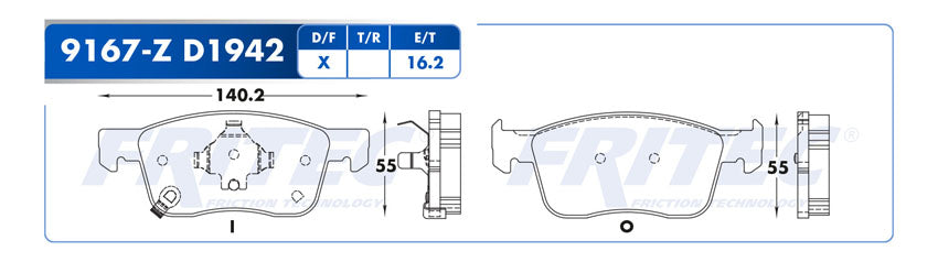 SPC-9167-Z PADS (9167-D1942) D1942-9167 RD AVEO 2018 GENERAL MOTORS