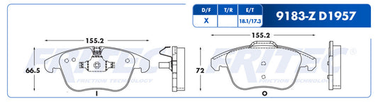 SPC-9183-Z BALATAS (9183-D1957) R.D. 508 2012-2017 PEUGEOT