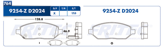 SPC-9254-Z BALATAS 9254-D2024 R.D. SPARK NG VERSIÓNLZ 16/17 GENERAL MOTORS