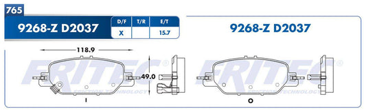 SPC-9268-Z BALATAS (9268-D2037) R.T. CR-V 2017-2021 HONDA