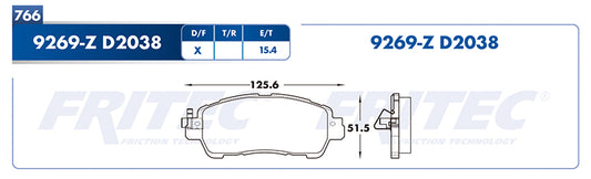 SPC-9269-Z BALATAS (9269-D2038) R.D. KICKS 2017-2019 NISSAN VERSA 2020 NISSAN