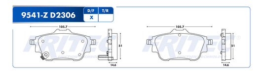 SPC-9541-Z BALATAS (9541-D2306) R.T. SENTRA 2020-2021 NISSAN