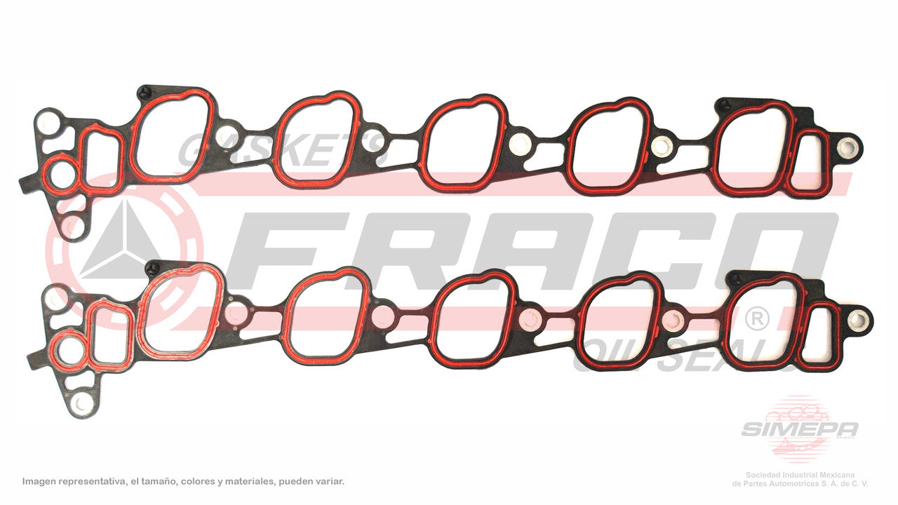 MIX-2612001 EMPAQUE DE MULTIPLE (MS-4390-1)(MU-41544-1A) 6.8L TRITON V10 415 F450 F550 SD PUERTOS CUADRADOS 98/03 2PZ TERMO PLASTICA FORD