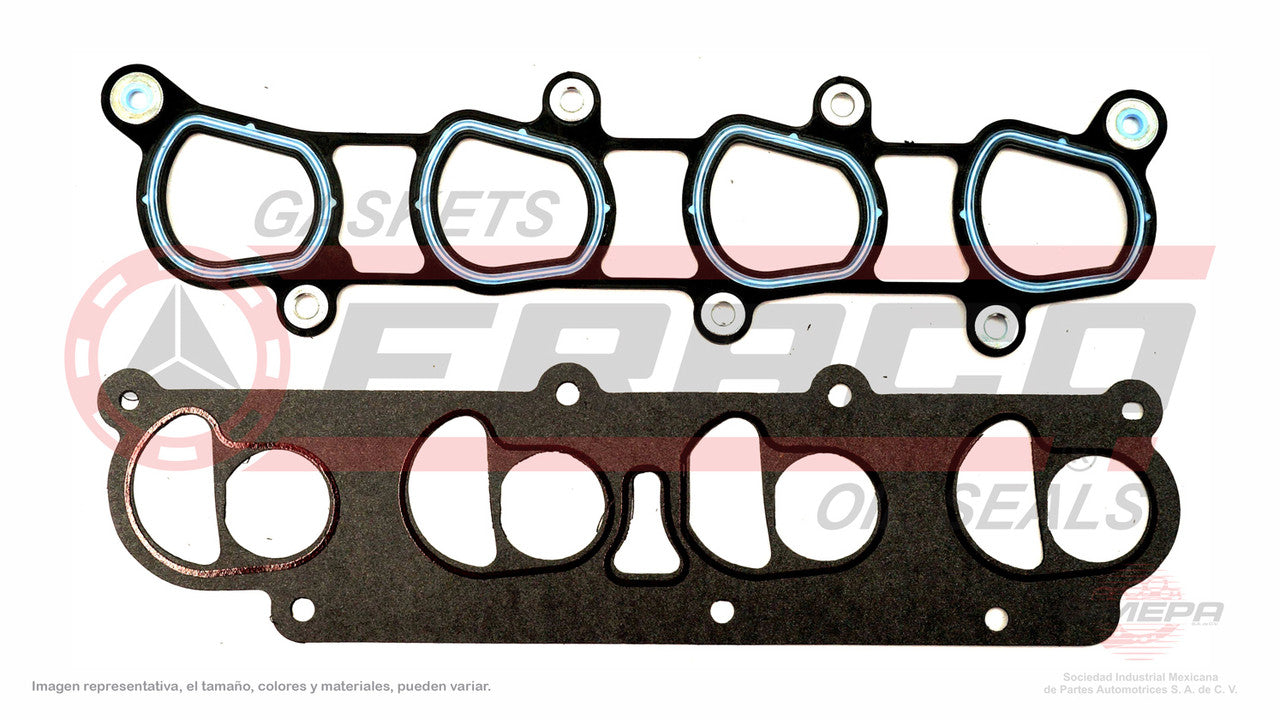 MIX-2640056 EMPAQUE DE MULTIPLE (MS-4303-3) 2.0L FORD 4 CIL FOCUS LX/SE SOHC 00/08 JUNTA ADM Y PLENUM TERMO PLASTICA 2 PZAS. FORD