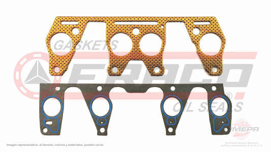 MSX-2640075 EMPAQUE DE MULTIPLE (MS-4300)(MU-41502) 2.3L FORD 4 CIL 140´´ OHV TOPAZ TEMPO ADMY ESC PUERTOS REDONDOS 2 PZAS 84/88 FORD