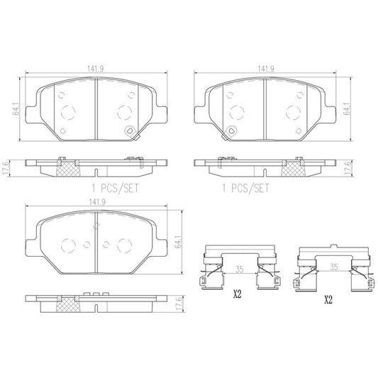 BRE-P07007N BALATAS (9114-D1886)(R.D.)(CE) ENVISION CXL 2016/2020 ENVISION PREMIUM 2016/2020 ENVISION BASE 2017/2020 ENV BUICK