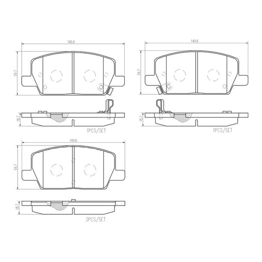 BRE-P07012N BALATAS (9144-D2019)(R.D.)(CE) TRAX LS 2018/2021 TRAX LT 2018/2021 ENCORE BASE 2018/2020 ENCORE ESSENCE 2018 BUICK