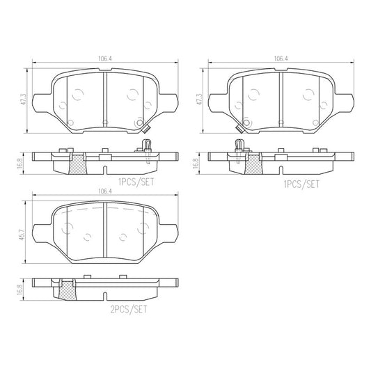 BRE-P10079N BALATAS (9412-D2168)(R.T.)(CE) TRAX LS 2018/2021 TRAX LT 2018/2021 ENCORE BASE 2018/2020 ENCORE ESSENCE 2018 BUICK