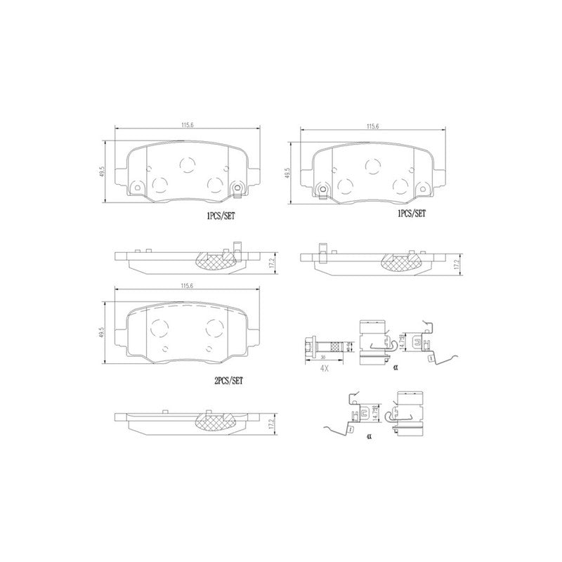 BRE-P23177N PADS (9044-D1809)(RT)(CE) RENEGADE LATITUDE 2015/2020 RENEGADE LIMITED 2015/2020 RENEGADE NORTH 2015/20 FIAT