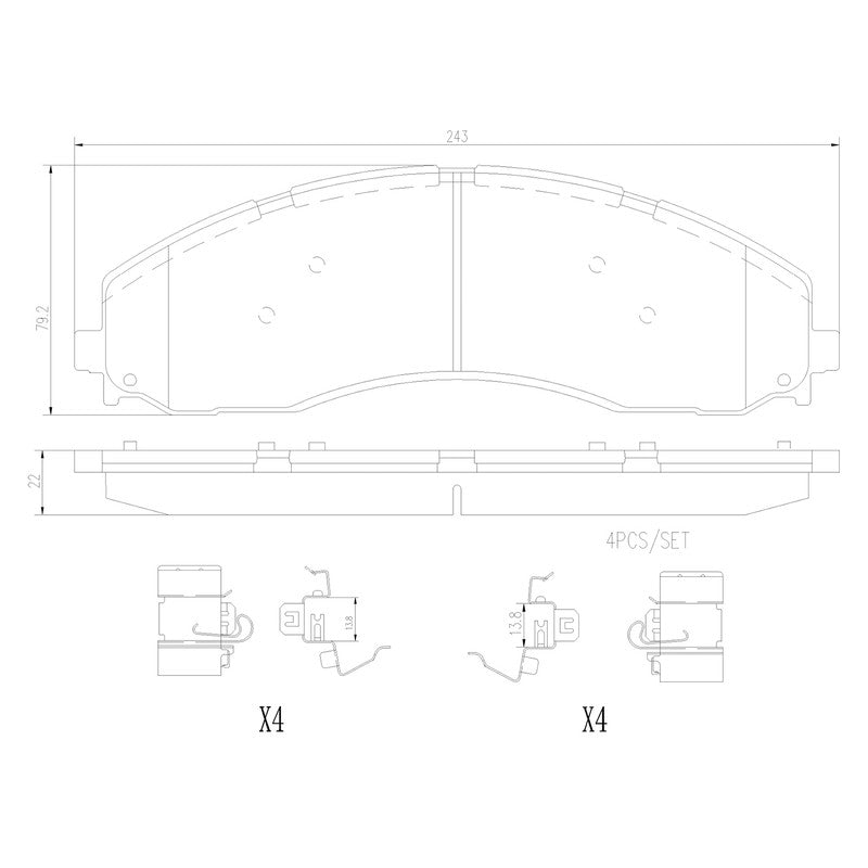 BRE-P24214 BALATAS (9249-D2018)(R.D.R.T.)(LM) F-450 SUPER DUTY BASE 2017/2021 F-450 SUPER DUTY XL 2017/2021 F-550 SUPER FORD